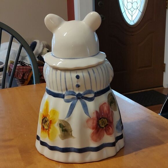 Vintage Laurie Gates Los Angeles Pottery Lady Mouse floral apron Cookie Jar  EUC - Picture 5 of 10